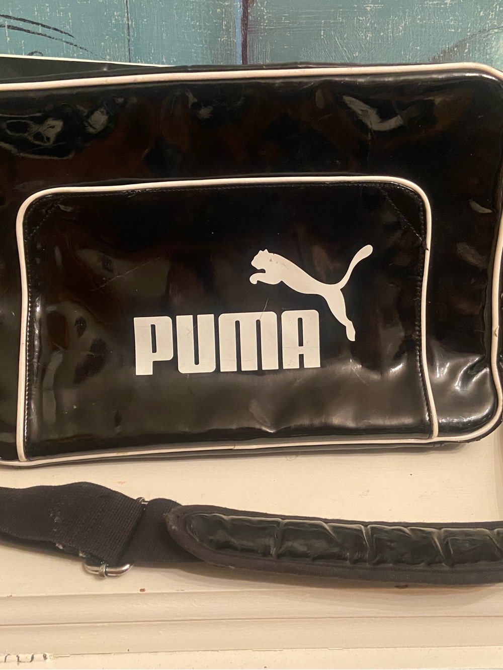 Puma Black Shoulder Messenger Bag with White Logo